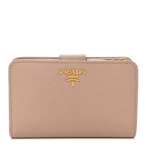 prada vitello move metal zip around wallet cammeo